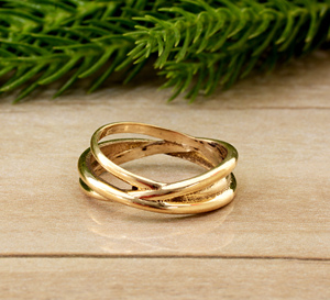 Interlocking Minimalist Brass <b>Ring</b> 18k Gold Plated Layered Wire Wholesale Women <b>Ring</b> - Product Image 1