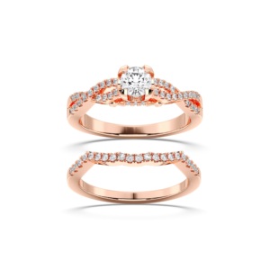 0.78 Carat E-F/VVS-VS Moissanite Round Cut Engagement <b>Ring</b> with Matching <b>Band</b> Diamond Prong Set in Silver for Her - Product Image 4