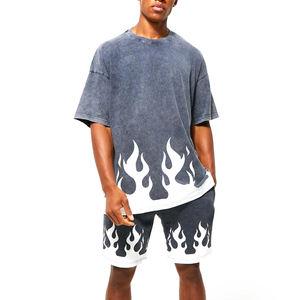 Nouveau design Vêtements décontractés d'été Fashion Wear Ensemble de shorts délavés à l'acide pour hommes/Ensemble de short de course à pied avec impression de logo personnalisé - Product Image 1