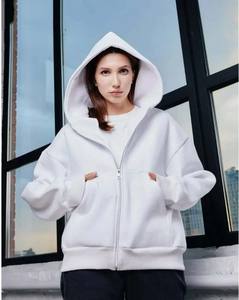 Surdimensionné solide nouveaux sweats à capuche mode femmes automne hiver tricoté à manches longues hauts à capuche décontracté fermeture éclair poche sweats - Product Image 5