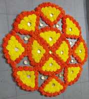 Rangoli en fleurs artificielles faites à la main en Inde, décoration de temple pour Diwali, décoration de mariage, décoration de maison pour la fête de l'inauguration, décoration festive pour la maison