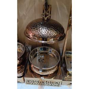 Réchaud à buffet en laiton et acier poli antique, gravé, pour la restauration, les hôtels et les restaurants - Product Image 4