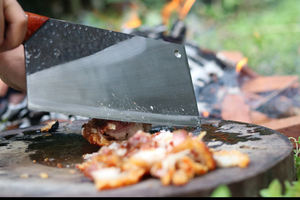 Couteau de chef artisanal de haute qualité en acier au carbone, lame fixe lourde, longueur de la lame de 7,5 pouces, manche en bois, ambidextre, couleur personnalisable - Product Image 2