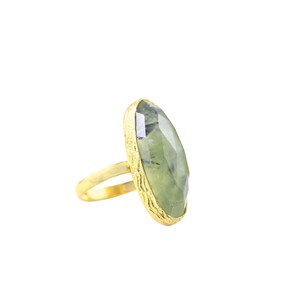 925 Sterling Silver Bezel Set <b>Crystal</b> Quartz Prehnite Stone <b>Ring</b> Natural Gemstone Light Green Grape Color Classic Fashion - Product Image 3