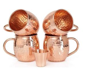 Tasse à bière Moscow Mule en acier inoxydable massif martelé avec placage de cuivre et poignée en laiton - Product Image 4