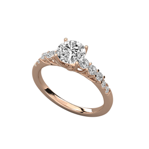 Anillo de Diamante Cultivado en Laboratorio con Corte Redondo, Oro de 14k, Solitario con Diamantes Laterales, Anillo de Compromiso con Certificado IGI, Joyería Fina para Aniversario de Bodas - Product Image 5