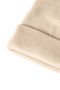 Custom Beige Knit <b>Beanie</b> with Folded Cuff Soft Acrylic Winter Hat for Men Blank <b>Slouchy</b> Cap for Embroidery Logo Design - Product Image 4
