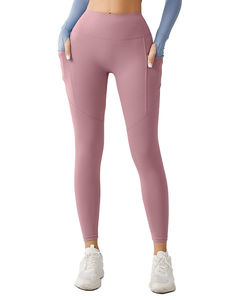 Leggings de yoga pour femmes, taille haute, contrôle du ventre, séchage rapide, logo personnalisé, pantalon de sport avec poches - Product Image 2