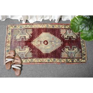 Tapis en laine patchwork vintage 1.9x3,5 pieds tapis à tissage plat turc couleurs rouges et bleues pour les décorations de salon - Product Image 4