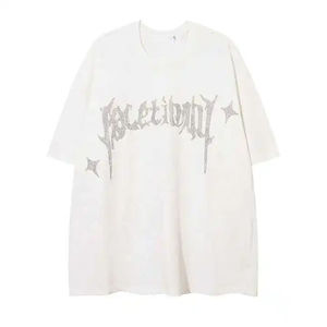 T-shirts pour hommes 100% coton de haute qualité séchage rapide et respirant poids lourd personnalisable avec des vêtements pour hommes en gros strass - Product Image 6