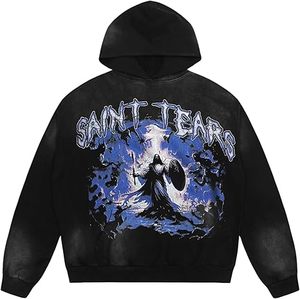 เสื้อฮู้ดดี้คุณภาพสูง ทนทาน ใช้ได้ทั้งชายและหญิง ทรงหลวม ลายหนาม - Product Image 1
