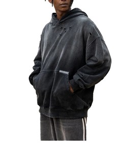 Sudadera con Capucha Oversize de Felpa Francesa para Hombre, Lavado Ácido, 100% Algodón, Bordada, Personalizable, Estilo Urbano Vintage, Invierno - Product Image 4