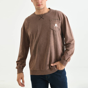 Sweat-shirt pour homme de haute qualité, tricoté à l'avant, délavé à l'acide, 100% coton, respirant, molleton épais, motif imprimé, épaules tombantes, automne - Product Image 6