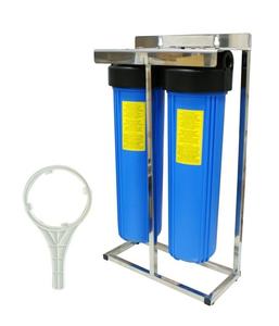 Purificateur d'eau à port en laiton bleu à 2 étages OEM ODM 20 pouces avec couvercle - Product Image 3