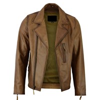 Veste en cuir marron pour hommes, manteau de moto en cuir de vachette véritable