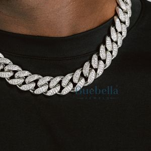 Joyería de moissanita fina de plata 925 para hombre, cadena de eslabones cubanos helados de oro blanco de 19MM y 18K, cadena de eslabones cubanos helados de oro blanco de 19MM y 18K para - Product Image 3