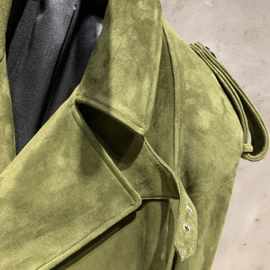 เสื้อโค้ทหนังยาวแบบเทรนช์โค้ทหนังกลับกระดุมสองแถวสำหรับ2025ฤดูใบไม้ร่วง - Product Image 4