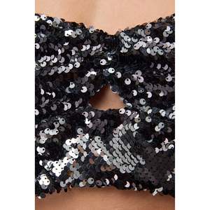 Top court XL orné, décontracté, style western, quotidien, été, maille tricotée, col asymétrique, logo brodé sur le devant, tissé uni, court - Product Image 5