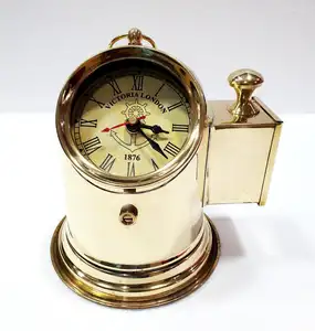 航海黄铜金属表钟，带闪亮抛光定制手工学校和办公室表装饰钟