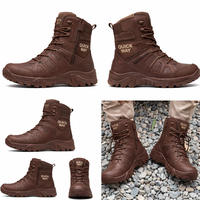 Bottes tactiques en cuir à lacets pour hommes, 8 pouces, chaussures de travail et de randonnée en plein air par QUICK WAY INDUSTRIES