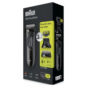 Afeitadora Eléctrica Inalámbrica Recargable, Recortadora de Barba Negra de Precisión con 5 Peines, Doble Cuchilla, Impermeable IPX7 para Cuerpo y Autocaravanas - Product Image 1