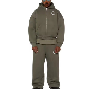 Conjunto de pantalones de chándal y sudadera holgada de lana de algodón 600GSM de peso pesado para hombre, chándal en blanco de gran tamaño, chándales para hombre - Product Image 4