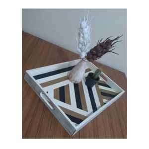 Plateau de service en incrustation de résine écologique fait à la main couleur personnalisable Design moderne mariage Ramadan d'Inde - Product Image 3