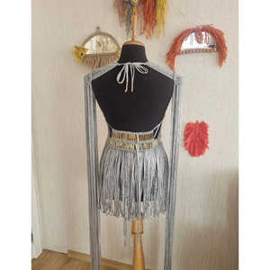 Vestido Bodycon de Macramé para Festivales, Atuendo para Burning Man con Cintura Natural y Tela Metálica - Product Image 2