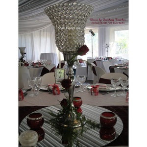 Portavelas Hurricanes con cuentas de cristal de diseño personalizado para boda, hogar, mesa decorativa, centros de mesa de plata - Product Image 4