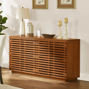 Aparador de Madera Maciza con Puertas de Persiana para Sala de Estar, Comedor, Mueble de Almacenamiento - Product Image 6