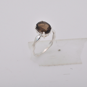 Anillo de compromiso de plata 925 para mujer hecho a mano Smokey cuarzo corte flor patrón declaración diamante boda bisel ajuste - Product Image 1