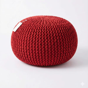 Puf Otomano de Algodón Tejido a Mano de Estilo Moderno, Hecho a Mano y Cosido a Mano, Estilo Cable, 2 Piezas, Móvil para Uso Decorativo - Product Image 1