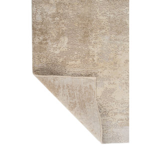 Tapis en laine et soie noués à la main Entropy Ivory AKWS-357, motif abstrait en coton biologique, tapis de salon pour couloir - Product Image 5