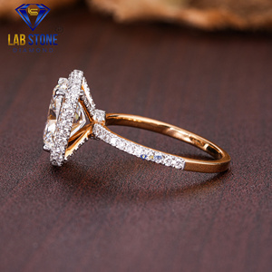 Bague en diamant Lab-Stone Party Wear 4.634 TDW Diamant taille coussin et rond Or rose 18kt Couleur EF-VS - Product Image 3