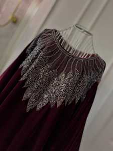 Abaya de Dubaï en gros, boutique, travail artisanal en pierre, kaftan en velours, robe abaya, longueur au sol, manches longues, mariage, grande taille - Product Image 4