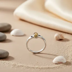 925 Sterling Silver Women's Oval Cut Topaz <b>Ring</b> Prong Setting Classic Gemstone Engagement <b>Ring</b> - Product Image 2