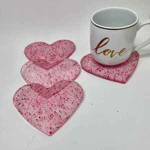 Ensemble de sous-verres en résine artistique avec flocons métalliques intégrés tapis époxy faits à la main idéal pour la table de salon et idées cadeaux - Product Image 4