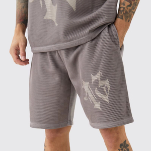 2024 pantalones cortos de malla de ajuste relxed sólido para Hombre Pantalones cortos transpirables de algodón \ poliéster de longitud media hechos en Pakistán - Product Image 1