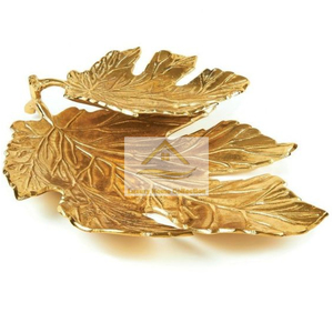 Style Vintage Vert Et Blanc Couleur Bol Avec Feuille Conception Cast Bol Vaisselle De Table En Aluminium Chocolat Plateaux De Service - Product Image 3