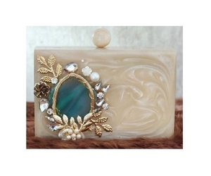 Stunning Vintage Resin <b>Clutch</b> Purse with Detailed Embroidery Excellent Quality for Evening Events and Formal Wear For Women's - Product Image 3