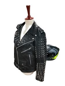 Chaqueta de Cuero con Tachuelas, Nueva, Lujosa y Moderna, Estilo Commando, Ajustada, Punk Rock, para Mujer, con Diamantes - Product Image 2