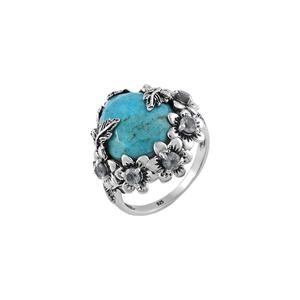 Pear Shape Arizona Turquoise <b>Ring</b> Nature Inspired Handmade Floral Wedding Gift For Women 925 Sterling Silver - Product Image 1
