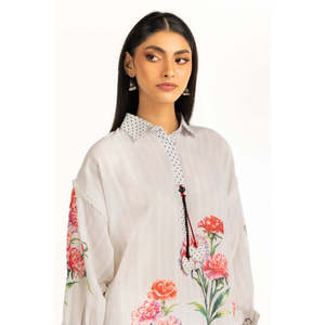 Chemise imprimée Dobby texturée de style bohème, motif floral pour le printemps/été IPS-44807-A - Product Image 1