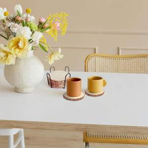 Juego de posavasos de té de madera maciza de alta calidad, soporte de almacenamiento elegante, duradero, elegante para uso diario ocasional para alfombrillas de exportación - Product Image 4