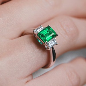 <b>Emerald</b> Cut 925 Sterling <b>Silver</b> or Gold Plated <b>Emerald</b> Engagement Handmade <b>Ring</b> for Women Indian Weddings Wholesale Fine Jewelry - Product Image 4