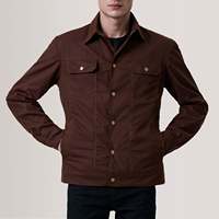 Veste en jean réversible pour homme Colberto Brown en toile cirée, imperméable, respirante, gaufrée, style sportif urbain avec fermeture éclair