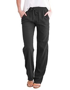 <span class=keywords><strong>Pantaloni</strong></span> da Donna <span class=keywords><strong>in</strong></span> Cotone e Lino a Gamba Dritta, Stile Vintage, Vestibilità Comoda, Leggeri per l'Estate, Chinos <span class=keywords><strong>con</strong></span> Coulisse e <span class=keywords><strong>Elastico</strong></span> <span class=keywords><strong>in</strong></span> <span class=keywords><strong>Vita</strong></span> - Product Image 1