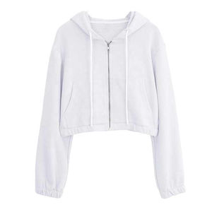 Sudadera con Capucha y Cremallera para Mujer, Manga Larga, Estilo Crop Top, Informal, Ligera, Transpirable, de Pana - Product Image 2