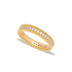 Nuovo Design lucido zircone pietra donna anello a fascia turco fatto a mano all'ingrosso 925 gioielli in argento Sterling