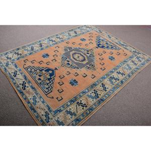 Alfombra Turca de 5,2x6,9 pies, Alfombra Vintage, Alfombra de Lana con Puntos Azules - Product Image 2